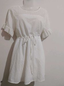 White Dress with Ruffle Sleeves