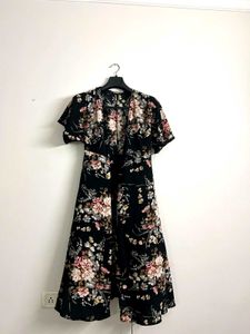 Floral Print Midi Wrap Dress