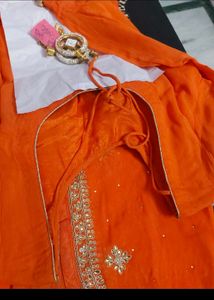 Orange Punjabi Suit In Pure Georgette