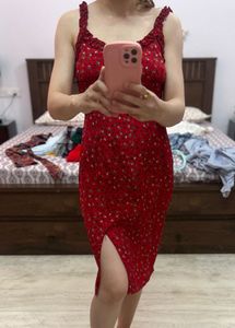 Red Floral Print Bodycon Dress