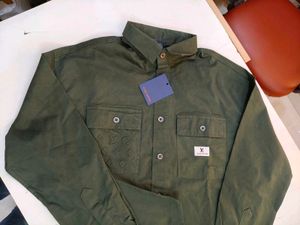 Olive Green Double Pocket Casual Shirts or Jackets