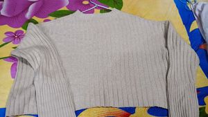 Beige Knit Long Sleeve Top