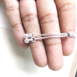 Pure Silver Blue CZ Stone Adjustable Hand Bracelet