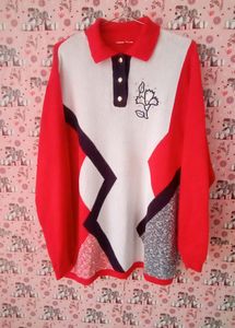 Red and white top