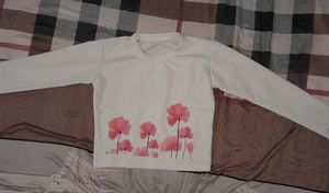 Meesho White floral Crop Top
