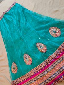 Teal Embellished Lehenga Skirt