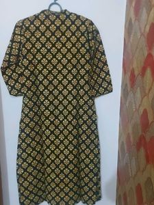 Black Printed Cotton Kurta