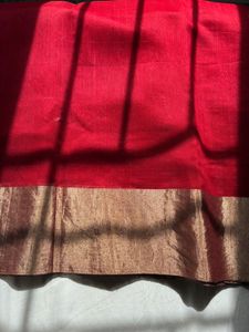 Elegant Red Raw Mango Chanderi saree