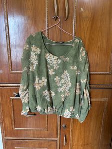 Floral Print Green Blouse
