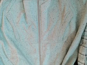 Mint Green Plaid Sleeve Zip Up Hoodie