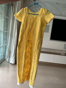 Reduced  price Yellow Chickenkari Kurta