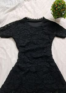 Florally Handcrafted Black Straight Top