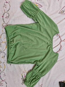 Green Puff Sleeve Top