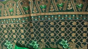 Emerald Green Embroidered Fabric