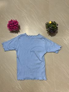 Cute Blue Ruffle Tee