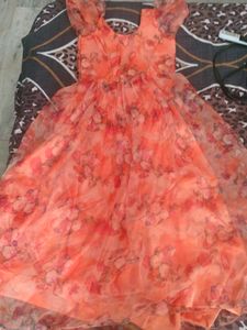 Anarkali Organza Floral Kurti