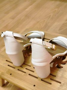 Women White Block Heel Sandal