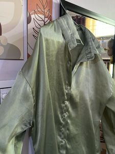 Silk green shirt for women