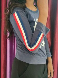 Blue Graphic Print Sweatshirt