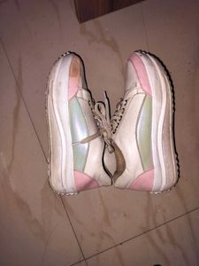 Women White Shoes with wedges / heels