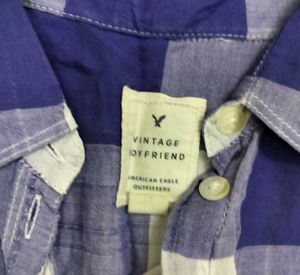 Blue &amp; White Plaid Shirt