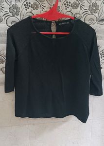 Pure Black Self Design Top
