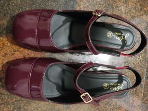 Burgundy Mary Jane Heels - Size 38