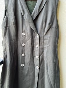 New Olive Green Sleeveless Blazer Dress