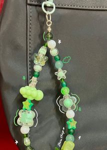 Green Themed Handmade Beaded Bag Charm