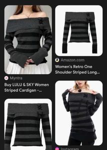 Grunge Y2k Gothic Striped Off-Shoulder Knit Top