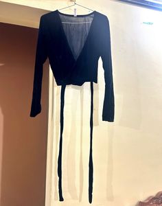 Chic Black Velvet Tie-Up Top