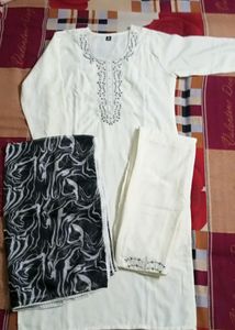 New/Unused Rayon Kurta Pant With Organza Dupatta