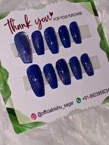 Blue Glitter Press-On Nails