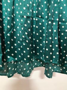 Vintage-Inspired Green Polka Dot Shirt Dress