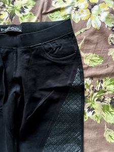 Leather Patchwork Pants