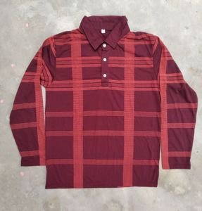 Mens Maroon Full Sleeves T-shirt