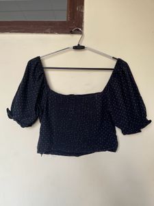 Polka Dot Puff Sleeve Top