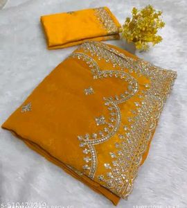 Partywear Saree Attached With Blouse
