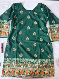 Green Printed Short Kurti