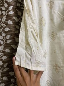 Cream &amp; Gold Print Tunic Short Kurti ❤️‍🔥
