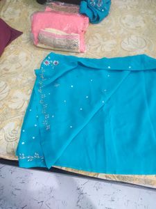 Beautiful Color Saree With Heavy Silver Work
