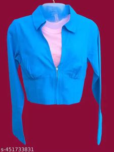 Blue Cropped Jacket