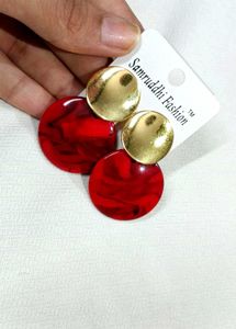 Red &amp; Gold Statement Earrings