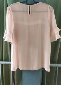 Peach Ruffle Sleeve Top