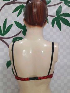 (700)Red &amp; Black Lace Bra