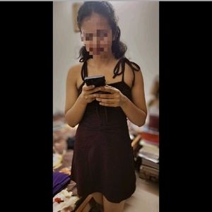 BrandNewBrownTie-upMiniDress