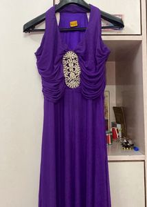 Elegant Purple Halter Gown