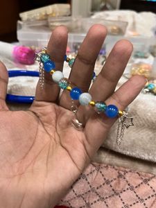 chain blue beaded Charm Bracelet
