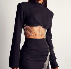 Misspap Black Shimmer Top
