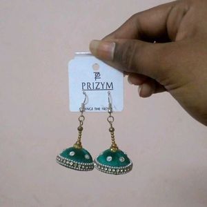 Green Jhumka Earrings